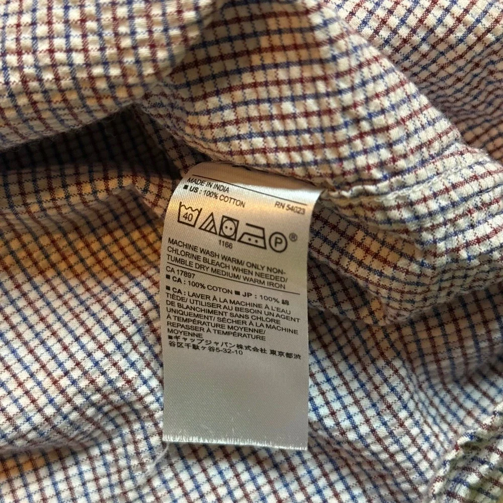 Banana Republic Button down  Shirt Mens XL Seersucker Micro Check Short Sleeve